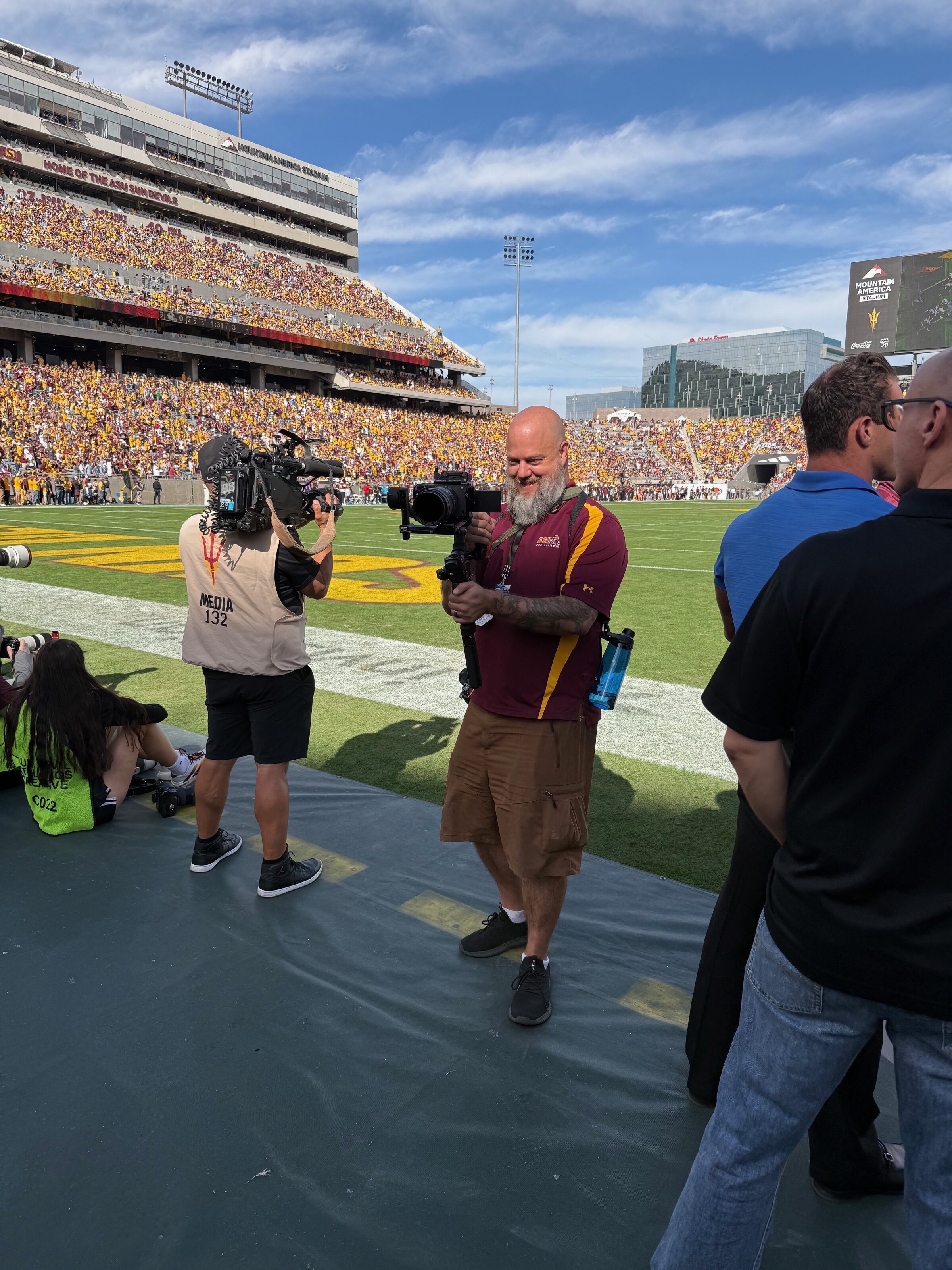 Jack Blair filming at ASU stadium